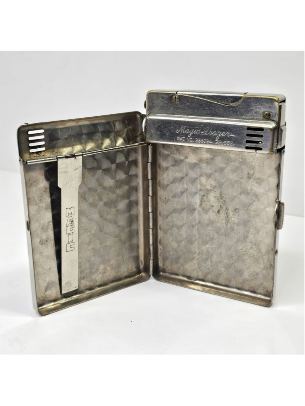 1950s Magic Isozer Cigarette Case Lighter Dispenser Monogram PHS Untested